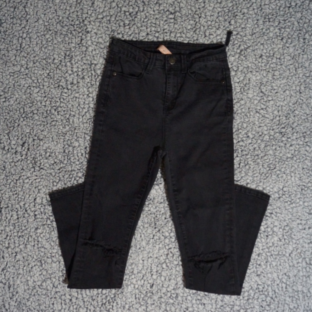 Free Heart High Waisted Distressed Black Jeans